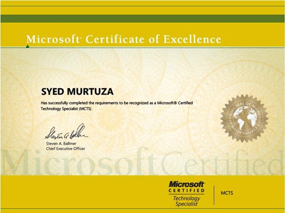 My Certifications: Microsoft Certified Information Technology Professional (MCITP)