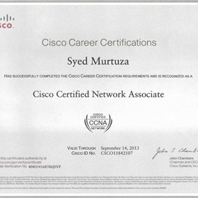 My Certifications: Cisco Certified Network Associate(CCNA)